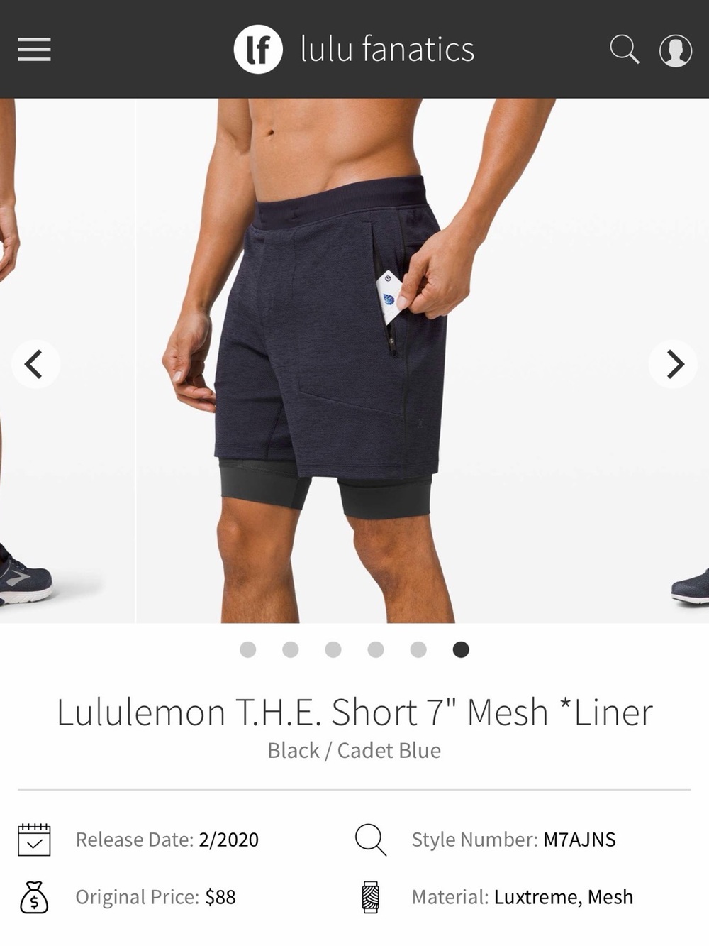 lululemon Men’s T.H.E. Short 7” in Black and Cadet Blue